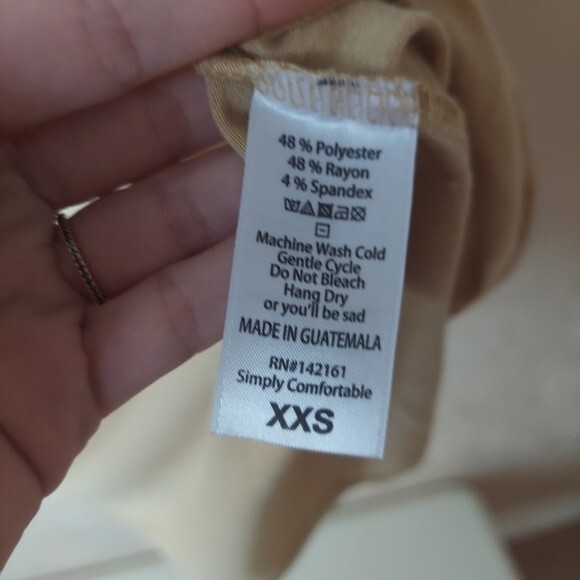 LuLaRoe Irma tunic top yellow ringer oversized short sleeve modest XXS - Picture 5 of 8